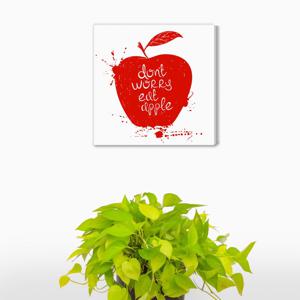 W04사과 먹기 걱정 마세요-가벼운 캔버스천 우드보드액자-풍수인테리어 개업 생일선물