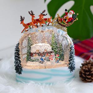 25021 썰매 산타 마을 크리스마스 오르골 워터볼 LED 스노우볼 무드등 조명