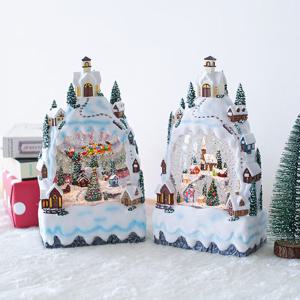 눈 내리는 마을 크리스마스 오르골 워터볼 LED 스노우볼 무드등 조명