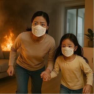 화재 대피 진압 마스크 습식 방연 마스크 응급 구조 대피용 재난안전용품