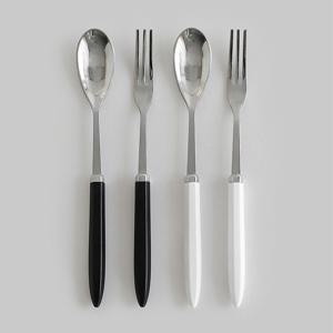 블랙 화이트 디저트 커트러리 세트 티스푼 티포크 요거트 커피 스푼 홈카페 소품