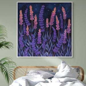 밤하늘 라벤더 그림 알루미늄액자 보라색 꽃 플라워 식물 거실 카페 벽 인테리어 액자