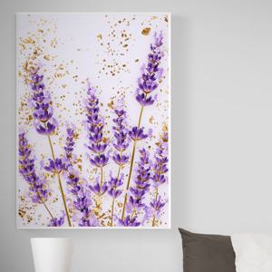 황금빛 라벤더 그림 알루미늄액자 보라색 꽃 플라워 식물 거실 카페 벽 인테리어 액자