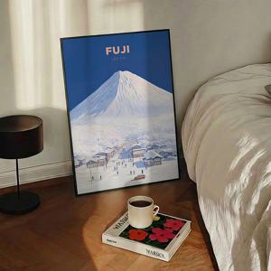후지산 겨울 일본 일러스트 인테리어 그림 액자 포스터
