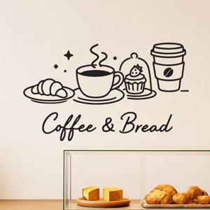 라인일러스트 커피와빵 coffee bread 베이커리 카페 인테리어 스티커