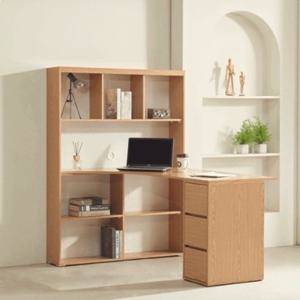 국내제작 학생방 4단책장 3단서랍형 다리 책장책상세트(1400 3색)