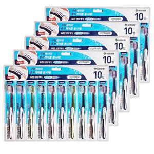 유한덴탈케어 이코노 플러스 2단 미세모 칫솔 10개입X5개
