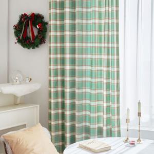 맞춤 국산 에버그린 체크 벨벳커튼 겨울 방한 방풍 크리스마스커튼 가리개 가림막