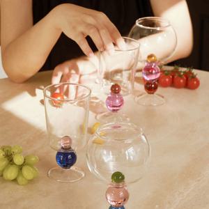 [해외] 차밍 고블렛 글라스 볼 스템 와인잔 칵테일 내열 유리컵 2colors