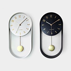 북유럽 레트로 메탈 인테리어 무소음 추시계 화이트 블랙 400