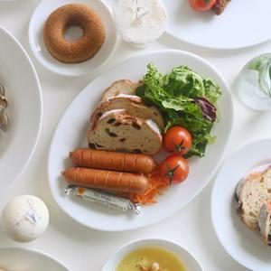 트라토리아 화이트 강화유리 오발 플레이트 30cm