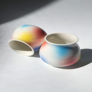 안개빛 수채 도자기 찻잔 180ml / 감성 홈카페 전통 수공예 티잔 앞접시 테이블웨어