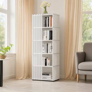 반투명 커튼형 책장 책꽂이 5단 슬림 사이드 선반 좁은 공간 거실 침실 틈새 다용도 수납장