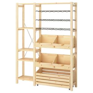 이바르 와인랙+선반세트 소나무 134x30x179cm