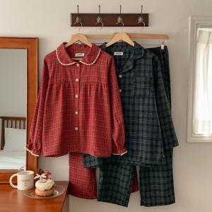 J'eu 디어 타탄체크 파자마 잠옷 세트 Woman, 2color