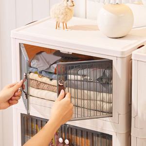 양문형 리빙박스 특대형 수납 옷정리 박스 다용도 펜트리 투명 폴딩박스 특대형 정리함