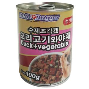 대용량 강아지통조림 수제조각캔 400g 오리고기야채