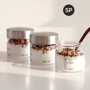 내열유리 눈금 유리병 100ml 5P