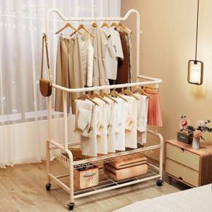 이동식행거 2단 드레스룸 튼튼한 옷걸이 조립 스탠드 행거 화이트 80cm