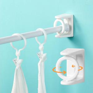 무타공 모서리 사선 커튼 봉걸이 홀더 360도 회전 욕실 코너 브라켓