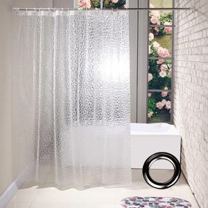 화장실 샤워커튼 3D 반투명 물튐방지 공간분리 욕실커튼 고리