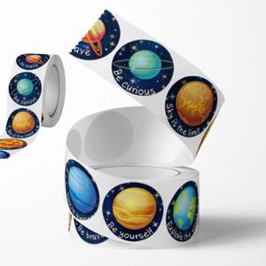 선물포장 봉투 씰링 다꾸 우주 태양계 행성 원형 롤 칭찬 스티커