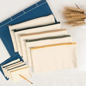 면 캔버스 화장품 다용도 DIY 사각 무지 패브릭 지퍼 파우치