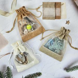 투명창 파우치 스트링 린넨 액세서리 수납 복주머니 이너백 주머니