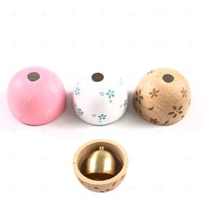 현관문 출입문 자석 부착형 원목 나무컵 풍경종 행운 도어벨 문종