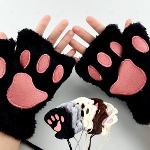 손가락 없는 고양이 장갑 핸드워머 겨울 밍크 털장갑 키보드 반장갑
