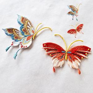 전통 행운 열접착 입체 포인트 나비 자수 와펜 한복 의류 리폼 부자재