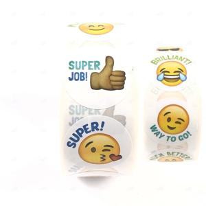 영어학원 유치원 선생님 칭찬스티커 스마일 원형 롤스티커