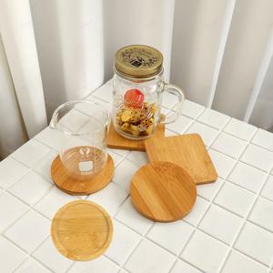 대나무 우드 컵 코스터 컵받침 타일공예 원목 사각 원형 찻잔 받침