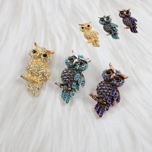 재물운 행운 옷핀 포인트 장식 부엉이 큐빅 브로치 액세서리