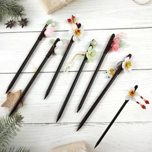 올림머리 장식 헤어 액세서리 한복 소품 비즈 나무 비녀 뒤꽂이 헤어핀