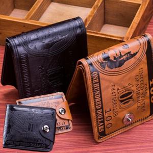 남성 백달러 행운의 심플 지폐 카드 반지갑 PU가죽 빈티지 포켓 홀더