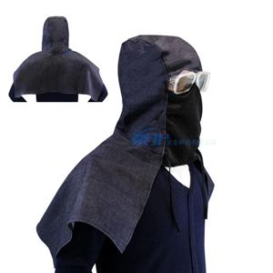 작업용 데님 작업후드 얼굴보호 공장 수리 청소 후드케이프 고글포함