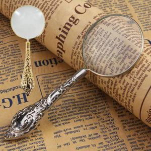 휴대용 확대경 어르신 독서 책 읽기 문양 손잡이 핸들 미니 돋보기