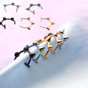 써지컬스틸 가짜 입술 피어싱 페이크 립커프 뿔 장식 입술찌 찡