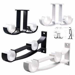 이중 커텐봉 양방향 브라켓 거치대 홀더 벽 고정 클립 1개