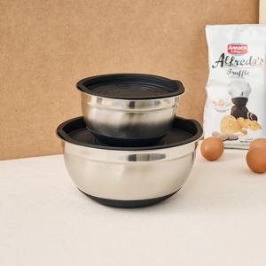 WOW 뚜껑있는 미끄럼방지 믹싱볼 2P 18, 24cm