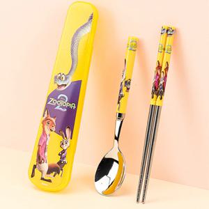 릴팡 주토피아2 가벼운 주니어 슬림 진공스텐 수저케이스세트 / ZT9205