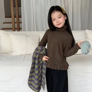 심플 프릴 폴라 티셔츠 R15962