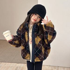 체크 집업 뽀글이 점퍼 R15943