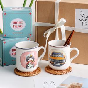 선물포장 고양이 머그컵 360ml 2p 귀여운 홈카페 감성 머그 집들이 선물세트 D63