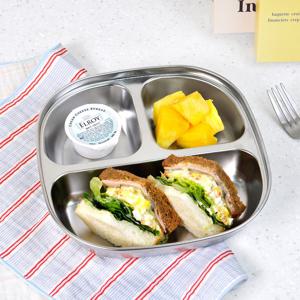 304 스텐 식판 3구 유아 어린이집 간식판 어린이 가정용 식판 브런치 나눔접시 3칸