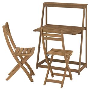 유푄+아스크홀멘 테이블+접이식의자2p 야외용 접이식/브라운 다크브라운