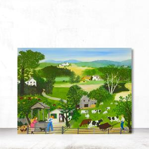 모지스 일상 풍경화 거실 현관 인테리어액자 캔버스그림 26x21cm