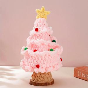 크리스마스 니트 뜨개 미니 트리 - 핑크
