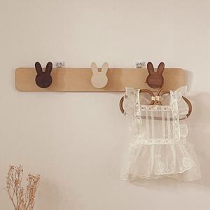 토끼 원목 후크걸이 아기방꾸미기 벽행거 3구